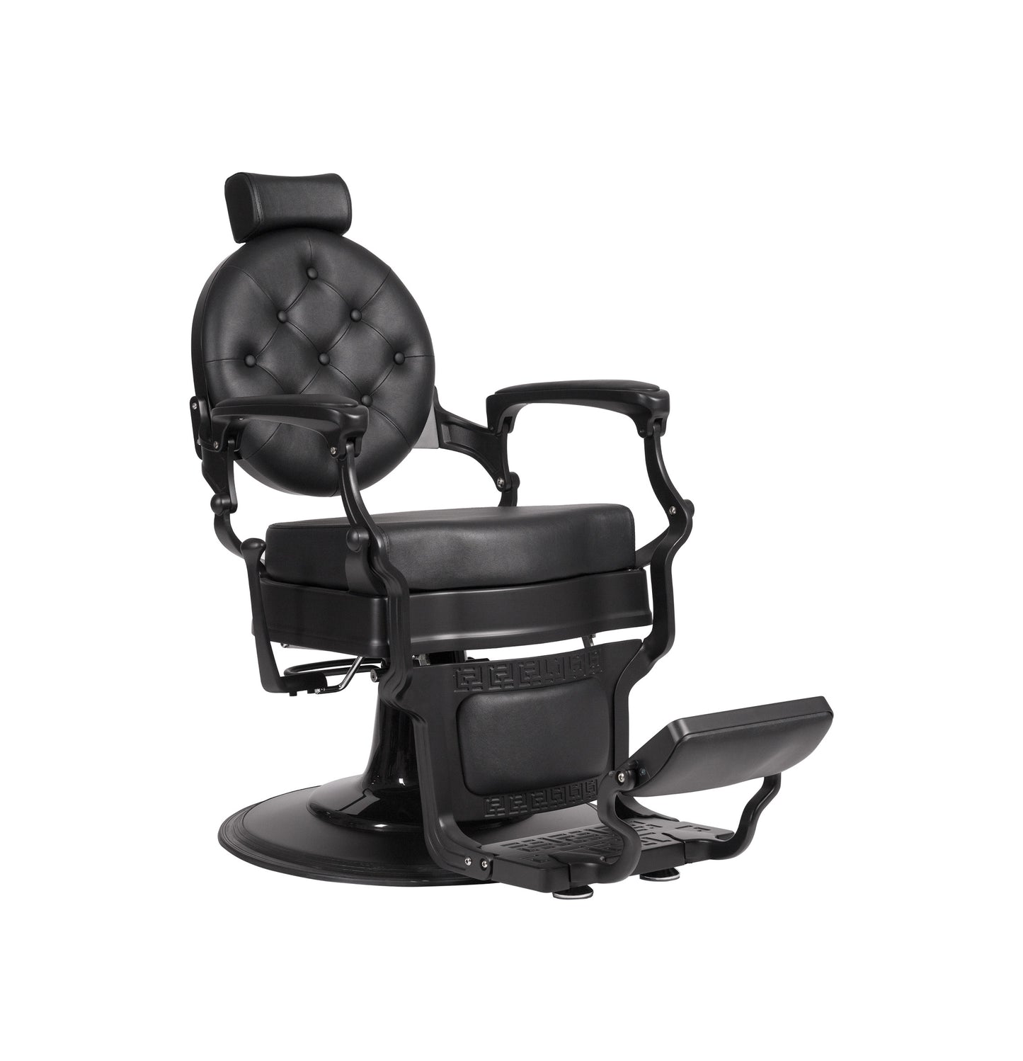Black barber chair on a white background