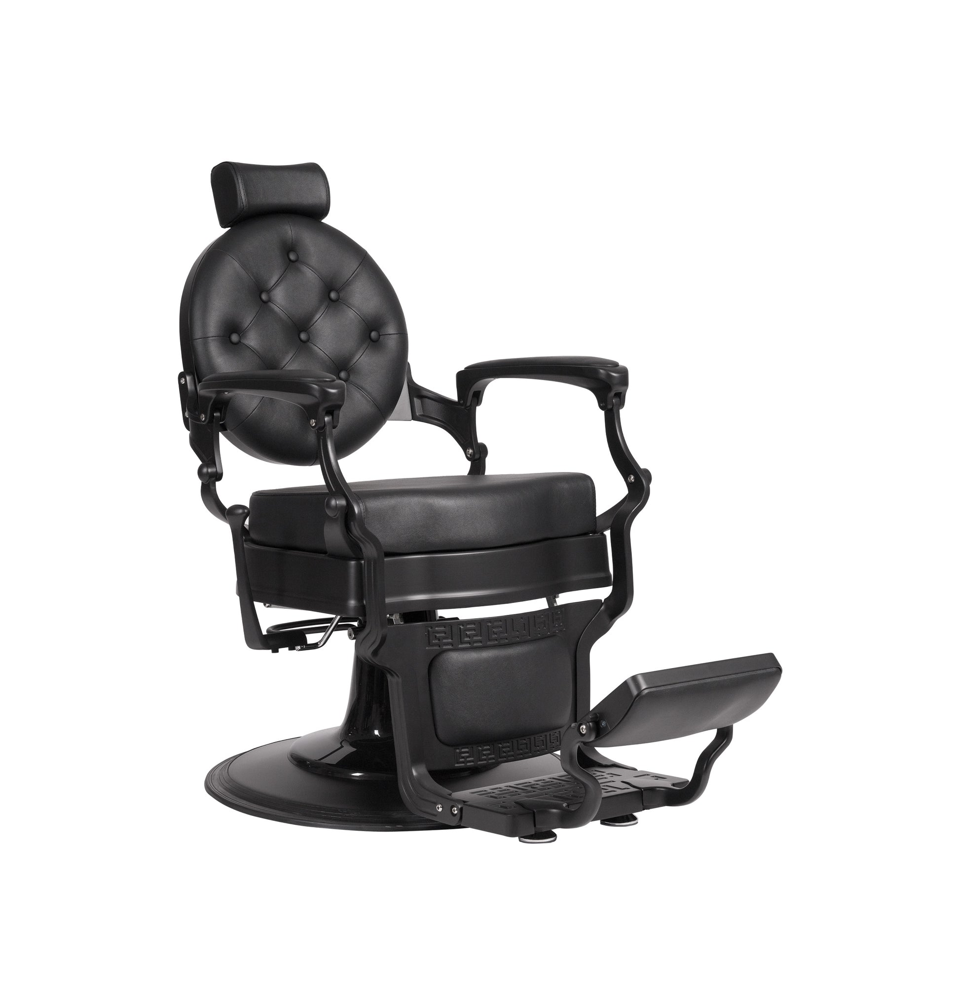 Black barber chair on a white background