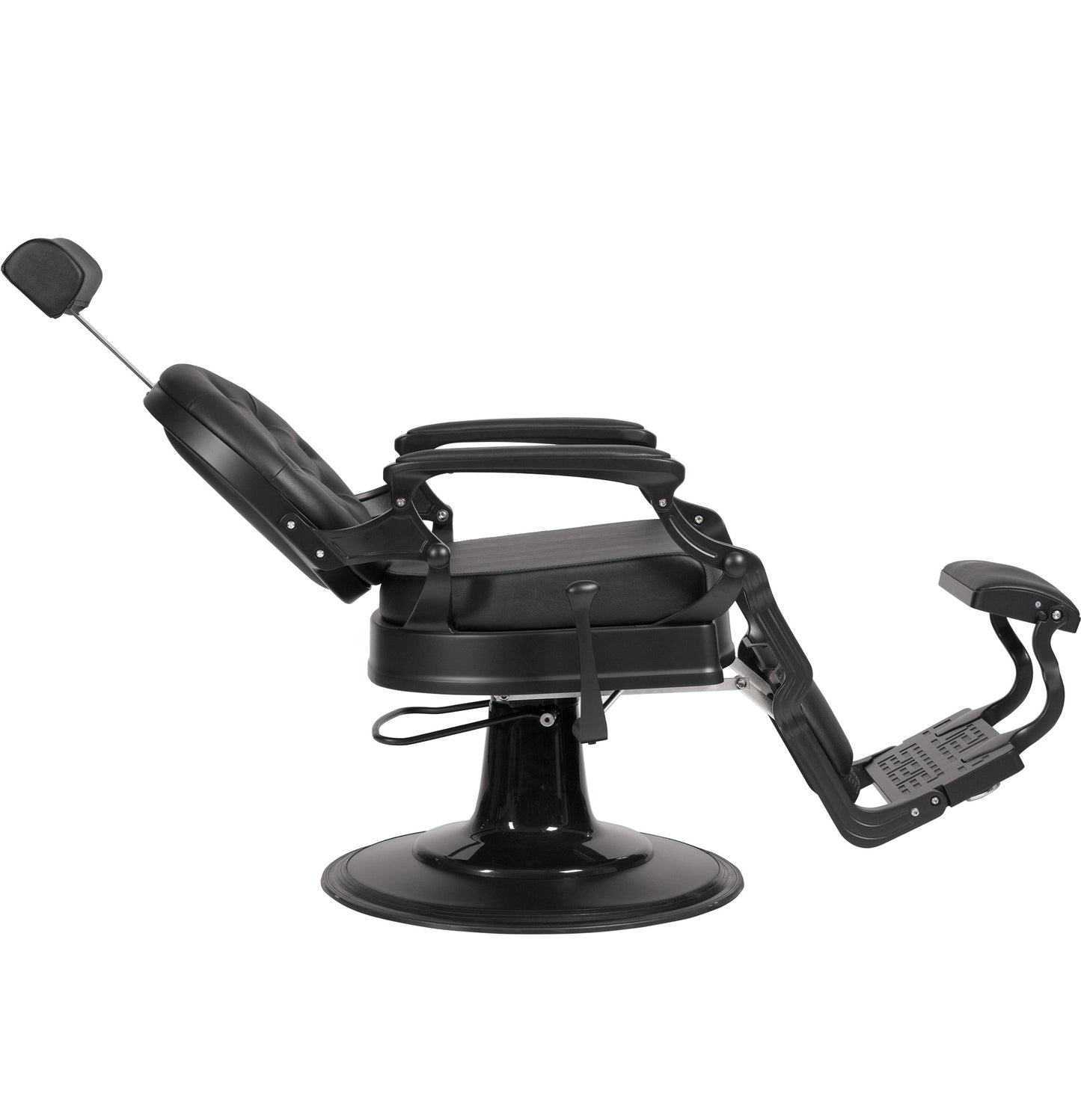 Black barber chair on a white background