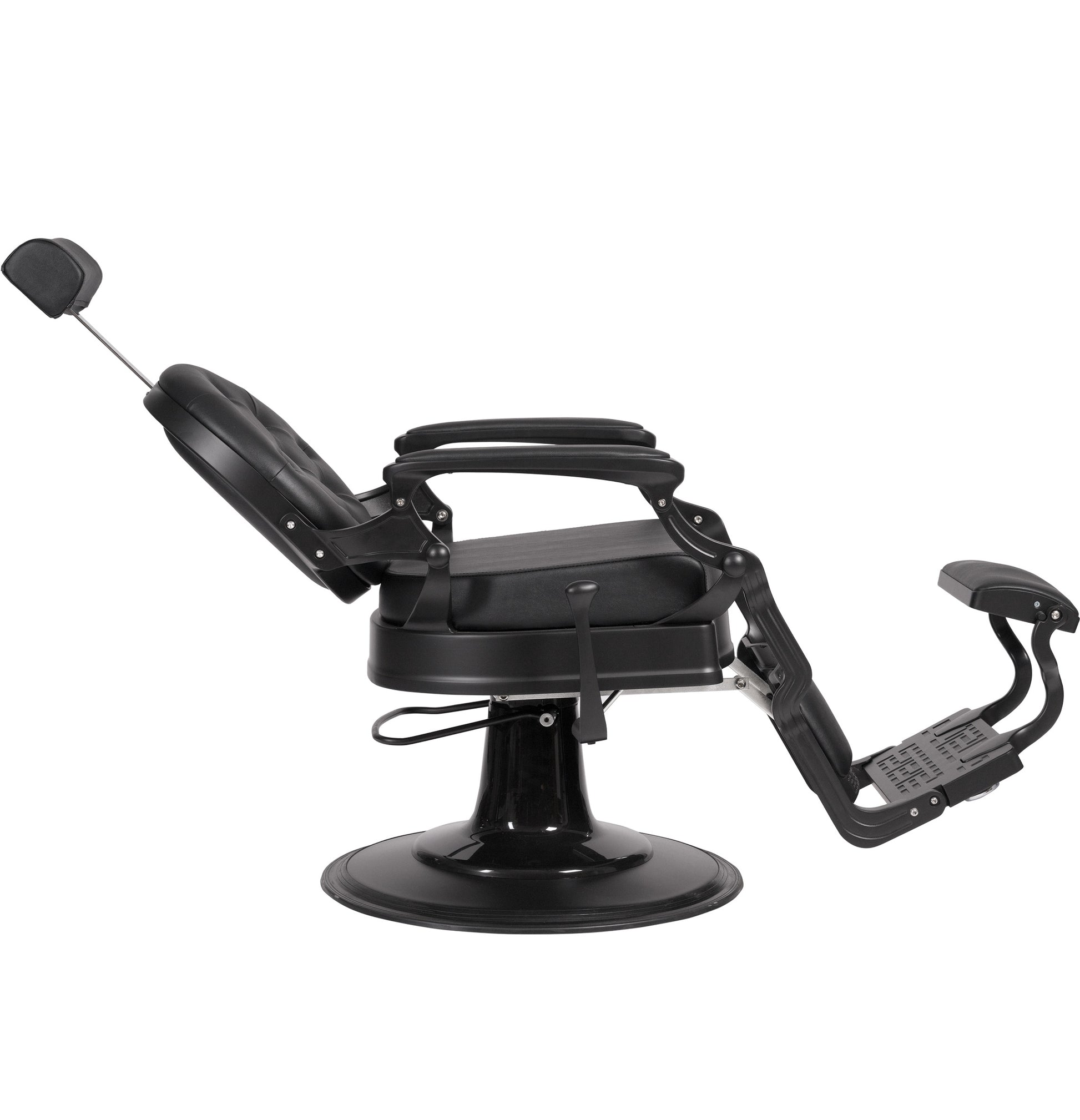 Black barber chair on a white background