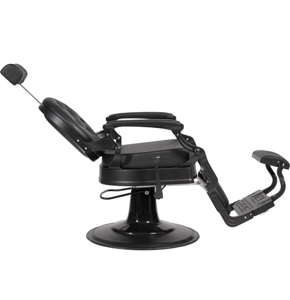 Black barber chair on a white background