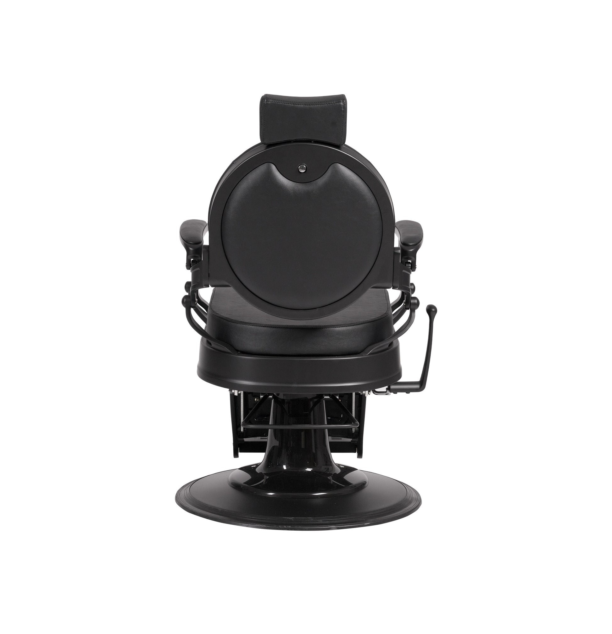 Black barber chair on a white background