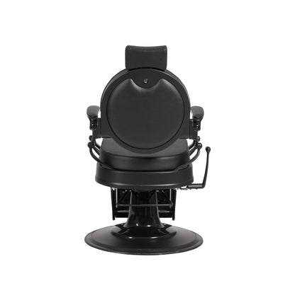 Black barber chair on a white background